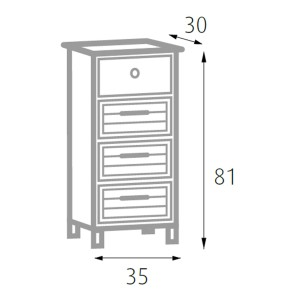 Mobile Cassettiera Bianca 4 Cassetti Shabby Multiuso Shabby Legno Cucina Bagno 2