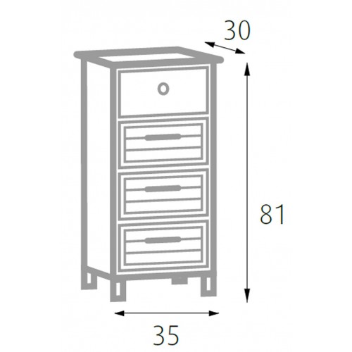 Mobile Cassettiera Bianca 4 Cassetti Shabby Multiuso Shabby Legno Cucina Bagno