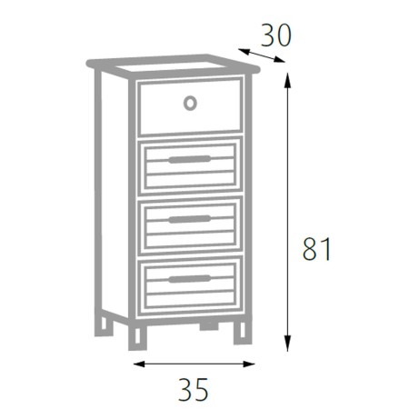 Mobile Cassettiera Bianca 4 Cassetti Shabby Multiuso Shabby Legno Cucina Bagno