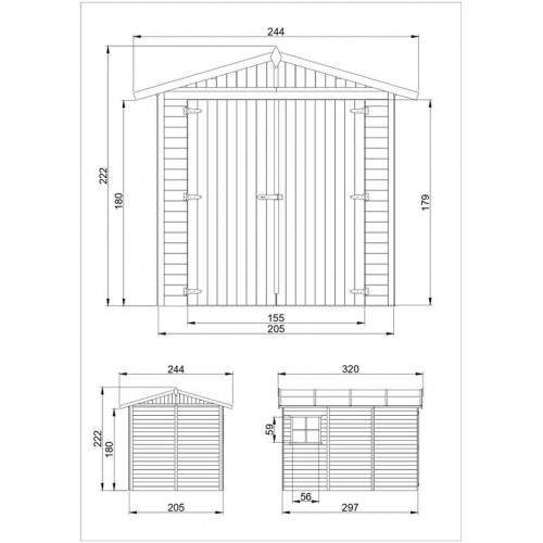 Casetta in Legno 2.4x3.2 a Pannelli 17 mm Garage Box Rimessa Moto