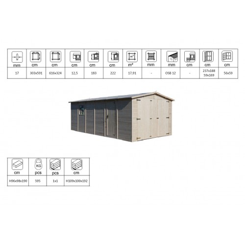 Garage in Legno 3x6 Casetta a Pannelli Box Parcheggio Auto Capanno