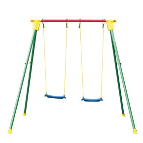 Altalena Acciaio Kiko 2 Sedute Seggiolino Tavoletta 3-10 eta Gioco Esterno Bimbi