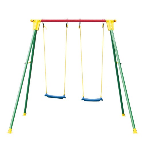 Altalena Acciaio Kiko 2 Sedute Seggiolino Tavoletta 3-10 eta Gioco Esterno Bimbi