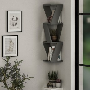 Libreria a Muro Angolare in Legno Antracite Moderna Design Ufficio da Parete | BricoShop24 2