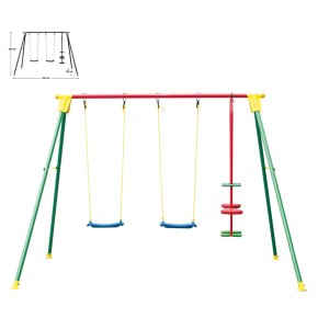 Gioco Aria Aperta Altalena Metallo Kiko 4 Cavalluccio + 2 Sedute Tavoletta Bimbi