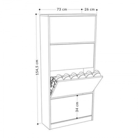 Scarpiera 4 Ante a Ribalta Doppie Salvaspazio Legno Grigio | BricoShop24
