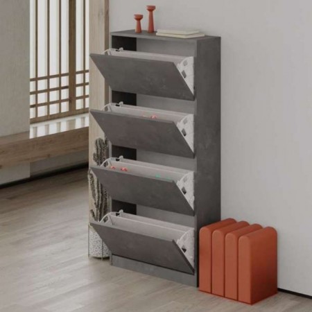Scarpiera 4 Ante a Ribalta Doppie Salvaspazio Legno Grigio | BricoShop24