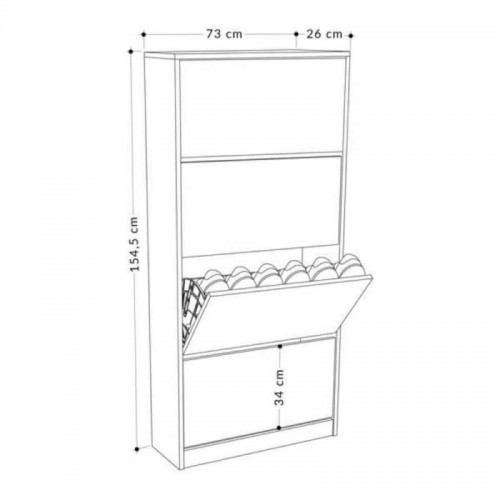 Scarpiera 4 Ante a Ribalta Doppie Legno Rovere Chiaro | BricoShop24