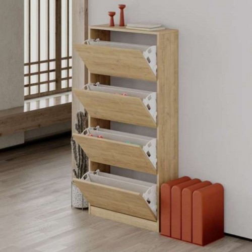 Scarpiera 4 Ante a Ribalta Doppie Legno Rovere Chiaro | BricoShop24