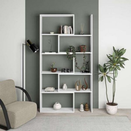 Libreria Bianca Estensibile Angolare Salone Moderno | Bricoshop24