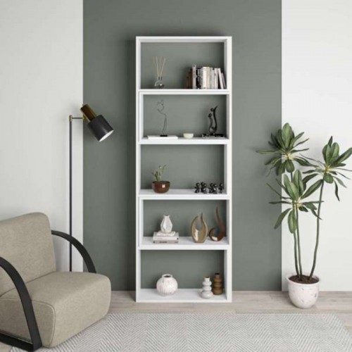 Libreria Bianca Estensibile Angolare Salone Moderno | Bricoshop24