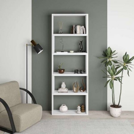 Libreria Bianca Estensibile Angolare Salone Moderno | Bricoshop24
