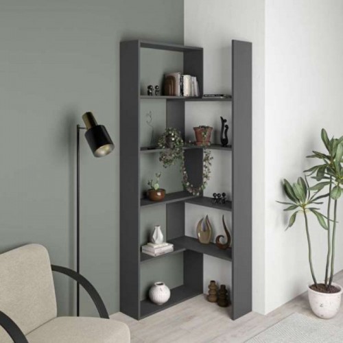 Libreria Antracite Legno Estensibile Moderna Angolare | Bricoshop24
