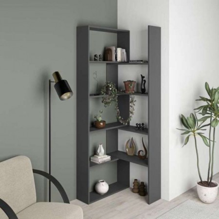 Libreria Antracite Legno Estensibile Moderna Angolare | Bricoshop24