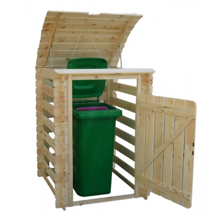 Armadio in Legno per Bidone Spazzatura Raccolta Rifiuti da Giardino