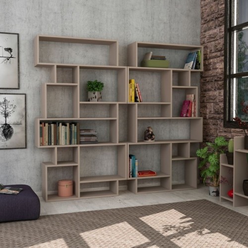 Libreria in Legno Tortora Verticale Orizzontale Bifacciale | BricoShop24
