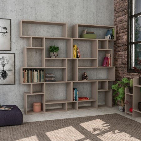 Libreria in Legno Tortora Verticale Orizzontale Bifacciale | BricoShop24