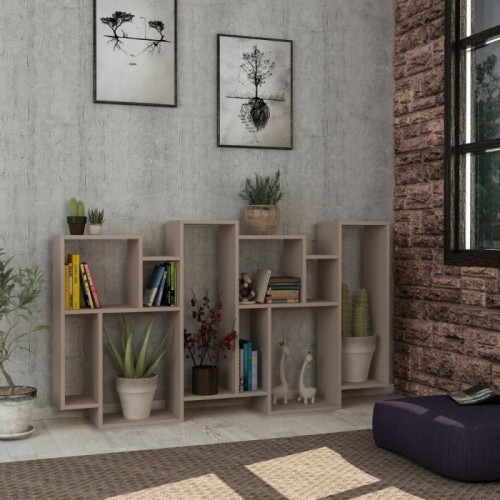 Libreria in Legno Tortora Verticale Orizzontale Bifacciale | BricoShop24