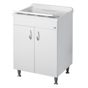Mobile Lavatoio Bianco Doppia Anta in Legno Design Moderno | Bricoshop24