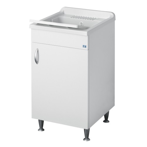 Lavabo Pilozzo Mobile Lavatoio in Legno 50x50 per Lavanderia con Sifone | Bricoshop24