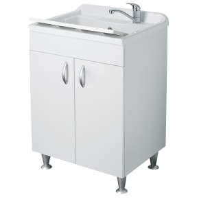Lavatoio con Mobile Bianco Pilozzo 60x60 in Legno per Interno Lavanderia | Bricoshop24