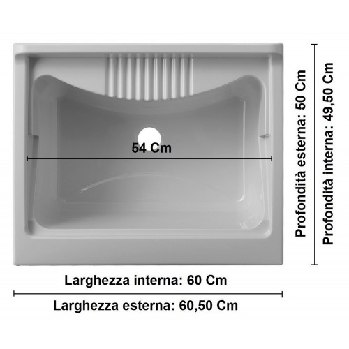 Lavandino da Esterno 60x50 Lavatoio Mobile in Resina da Lavanderia | Bricoshop24