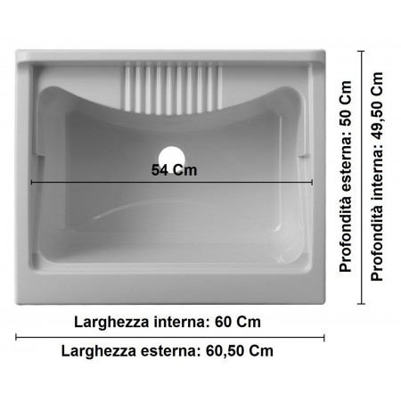 Lavandino da Esterno 60x50 Lavatoio Mobile in Resina da Lavanderia | Bricoshop24
