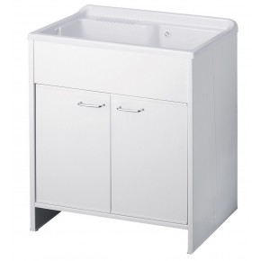 Mobile Lavatoio PVC 80x50x85 cm per Esterni con Vano Porta Oggetti