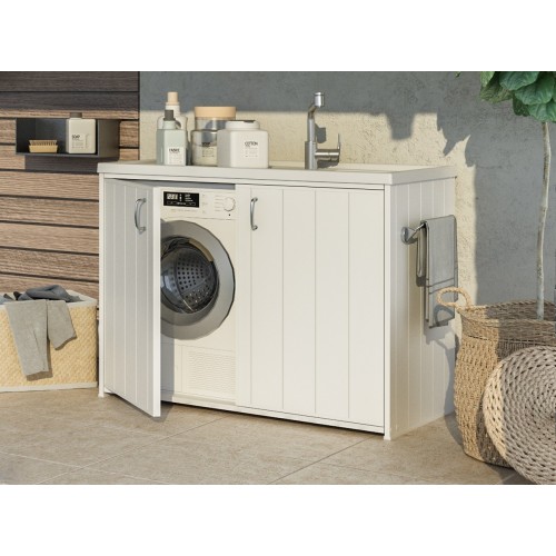Mobile Lavatrice per Esterno Coprilavatrice in Resina con Lavatoio | Bricoshop24