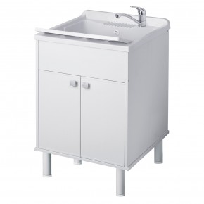 Mobile Lavatoio per Esterni Bianco in PVC con Doppia Anta | Bricoshop24