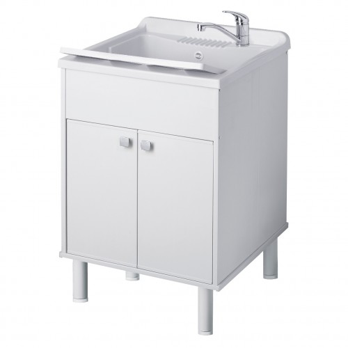 Mobile Lavatoio per Esterni Bianco in PVC con Doppia Anta | Bricoshop24