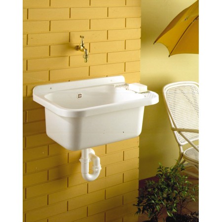 Pilozzo per Esterno 60x34 Lavello a Muro da Terrazzo Bagno Lavanderia