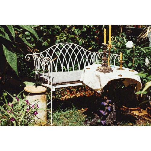 Panchina in Metallo Bianca da Esterno per Giardino | Bricoshop24