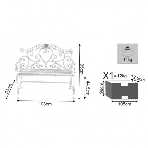 Panchina in Metallo Bianca Antica da Esterno per Giardino | Bricoshop24
