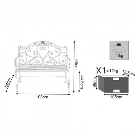 Panchina in Metallo Bianca Antica da Esterno per Giardino | Bricoshop24