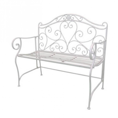 Panchina in Metallo Bianca Antica da Esterno per Giardino | Bricoshop24