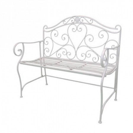 Panchina in Metallo Bianca Antica da Esterno per Giardino | Bricoshop24