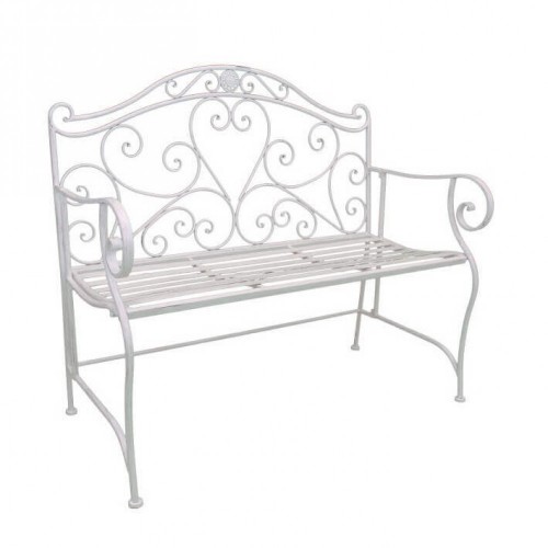 Panchina in Metallo Bianca Antica da Esterno per Giardino | Bricoshop24