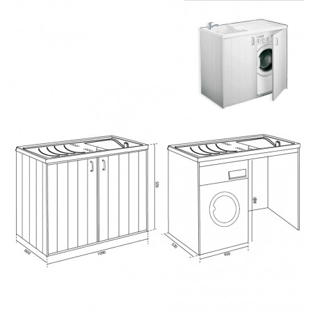 Mobile Lavatrice per Esterno Coprilavatrice in Resina con Lavatoio | Bricoshop24