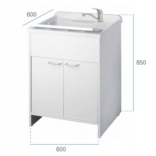 Lavandino Lavatoio per Esterno con Mobiletto 60x60 Pilozzo in Resina | Bricoshop24