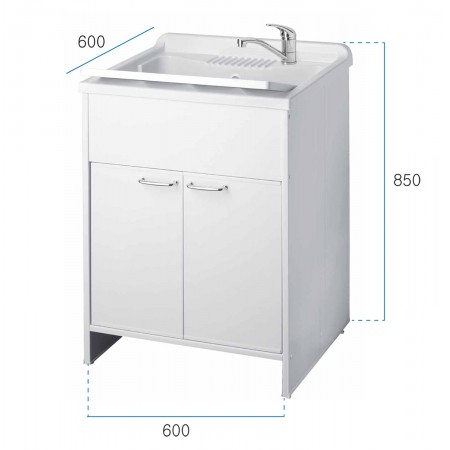 Lavandino Lavatoio per Esterno con Mobiletto 60x60 Pilozzo in Resina | Bricoshop24