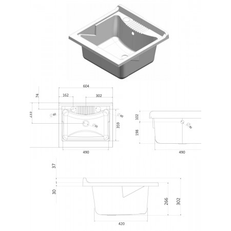 Lavandino Lavatoio per Esterno con Mobiletto 60x60 Pilozzo in Resina | Bricoshop24