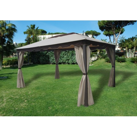 Gazebo in Ferro 3x4 con Tende Pareti Telo Impermeabile da Giardino per Esterno