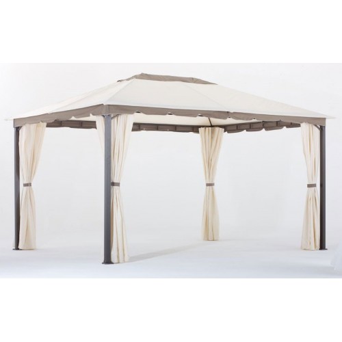 Gazebo in Ferro 3x4 con Tende Pareti Telo Impermeabile da Giardino per Esterno