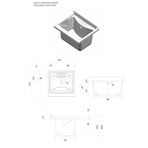 Lavandino da Esterno 60x50 Lavatoio Mobile in Resina da Lavanderia | Bricoshop24