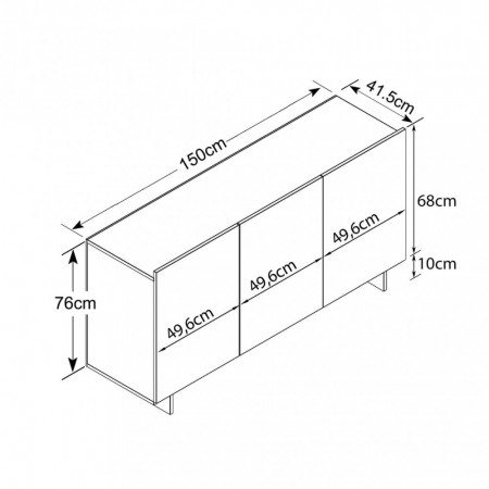 Mobile Credenza 3 Ante Legno Soggiorno Ingresso Moderno | Briscoshop24