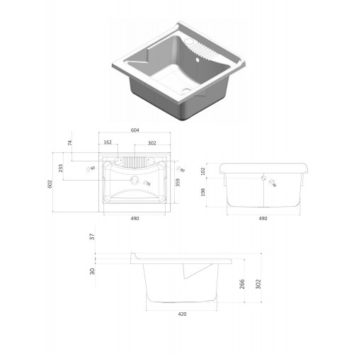 Lavatoio con Mobiletto in Legno Pilozzo 60x60 Sifone Piletta di Scarico | Bricoshop24