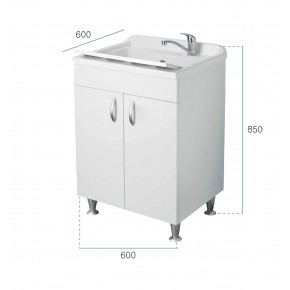 Lavatoio con Mobiletto in Legno Pilozzo 60x60 Sifone Piletta di Scarico | Bricoshop24 2