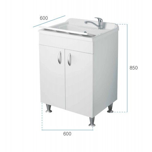Lavatoio con Mobiletto in Legno Pilozzo 60x60 Sifone Piletta di Scarico | Bricoshop24