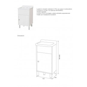 Lavatoio da Esterno Salvaspazio 43x35 in Resina con Sifone Mobile Lavanderia 2